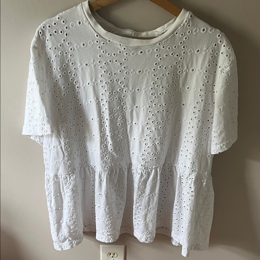 ASOS White Eyelet Peplum Top